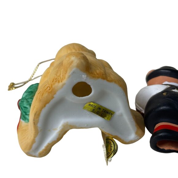 3 Pc Vintage Christmas Ornaments Ceramic Teddy and Friends u - Picture 13 of 15